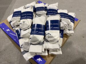 Virgin Atlantic [Large] Vintage Stripe Calf Sock Gray and White