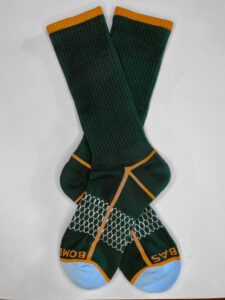Neon Tipping Border Midnightolive Medium Calf Socks