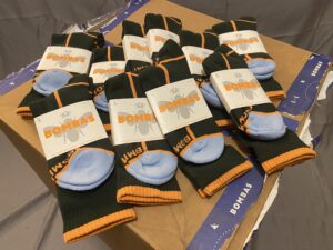 Neon Tipping Border Midnightolive Medium Calf Socks