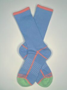 Neon Tipping Border Powder Blue Calf Socks [Medium Only}