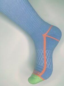 Neon Tipping Border Powder Blue Calf Socks [Medium Only}