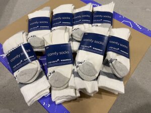 Virgin Atlantic [Large] Vintage Stripe Calf Sock Gray and White
