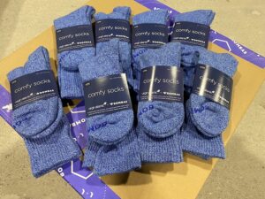 Virgin Atlantic [Large] Blue Solid Calf Socks