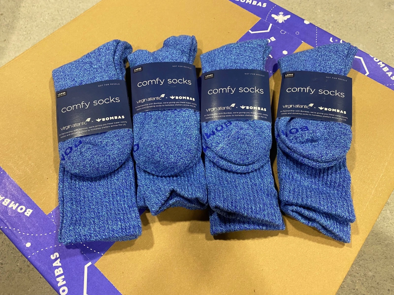 Bombas Calf Socks Large Blue Solid 4-Pack