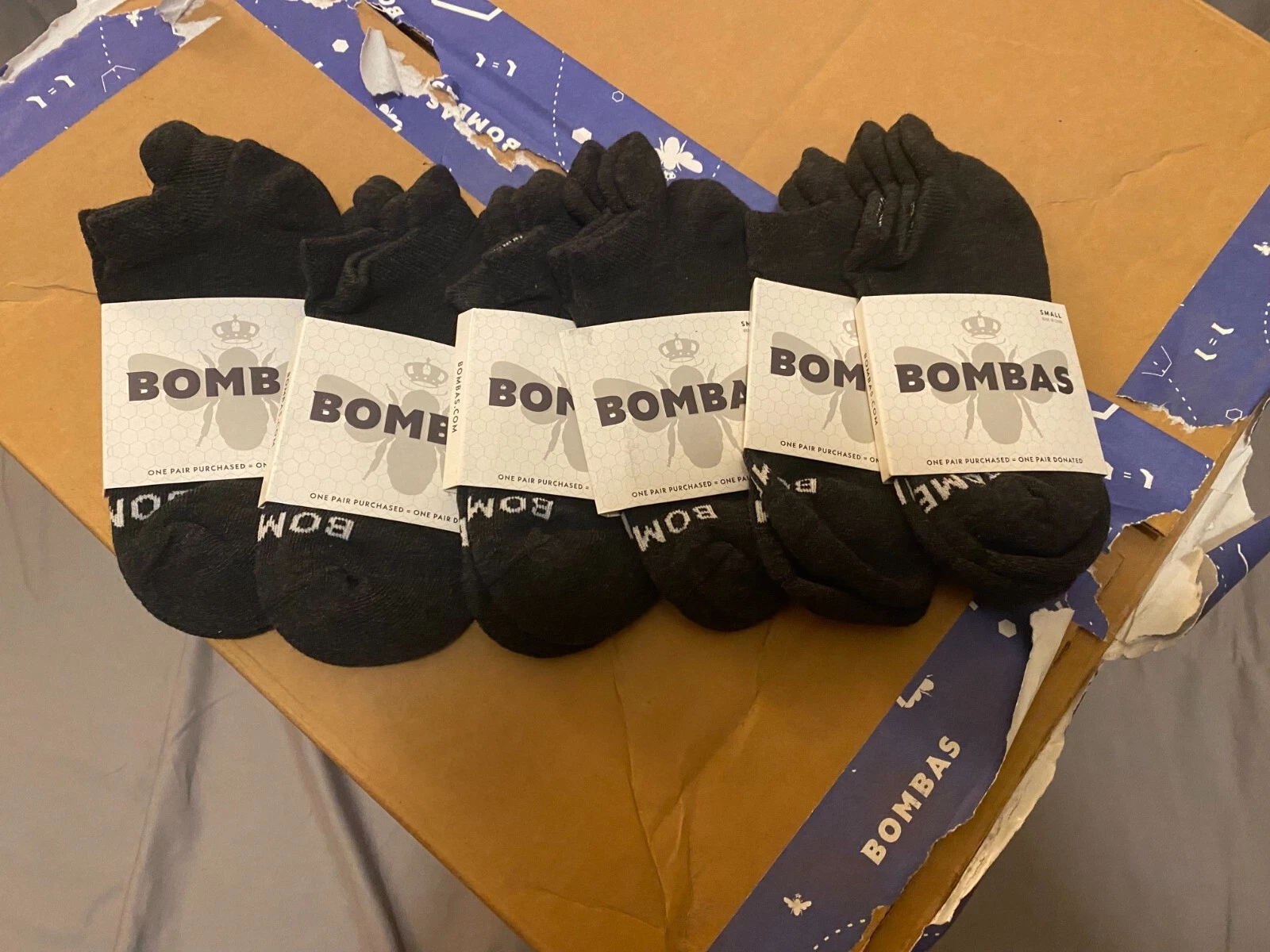 Bombas Solid Pique Black Ankle Socks BNWT